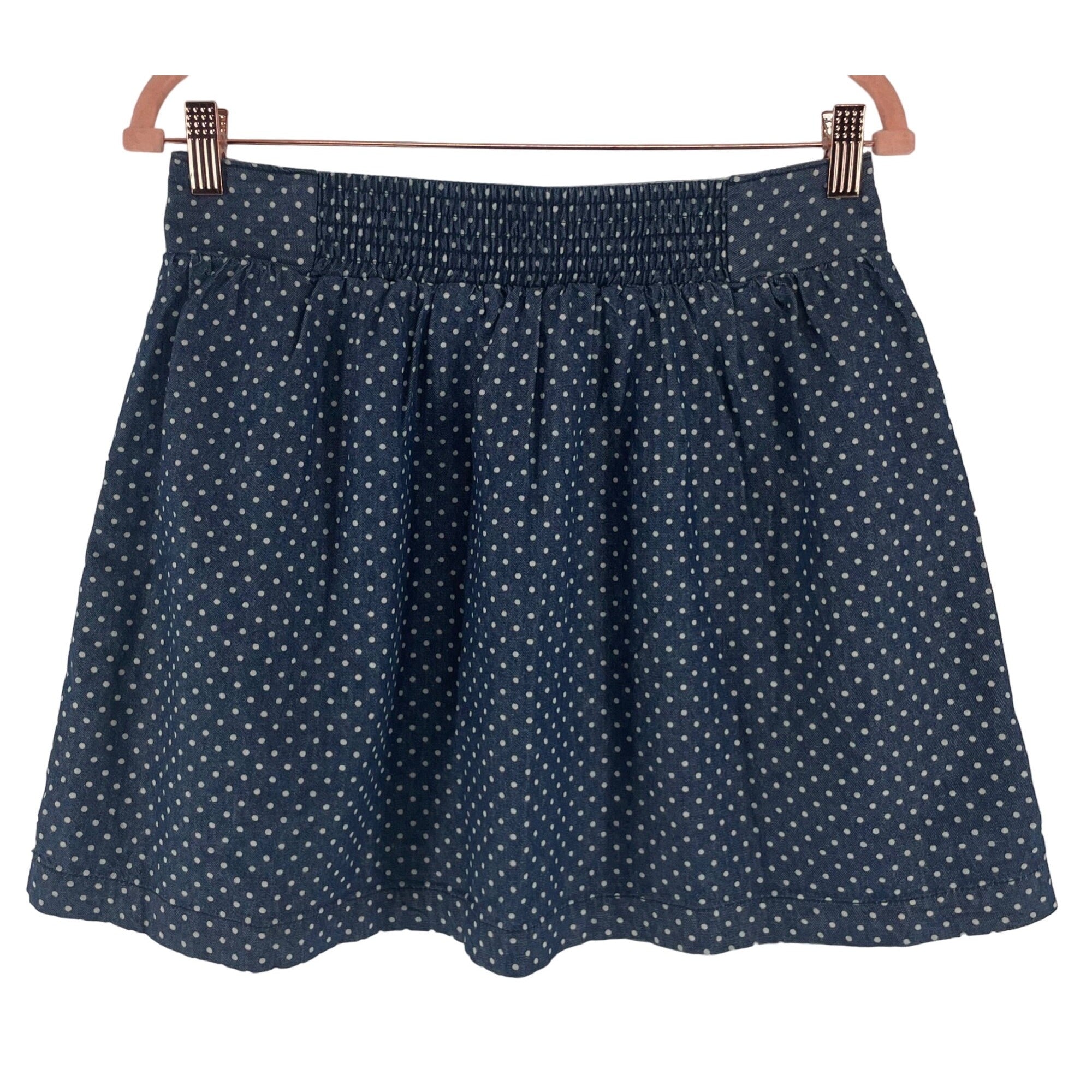 Levi's Women's Size Medium Navy & White Polka Dot Denim A-Line Mini Skirt