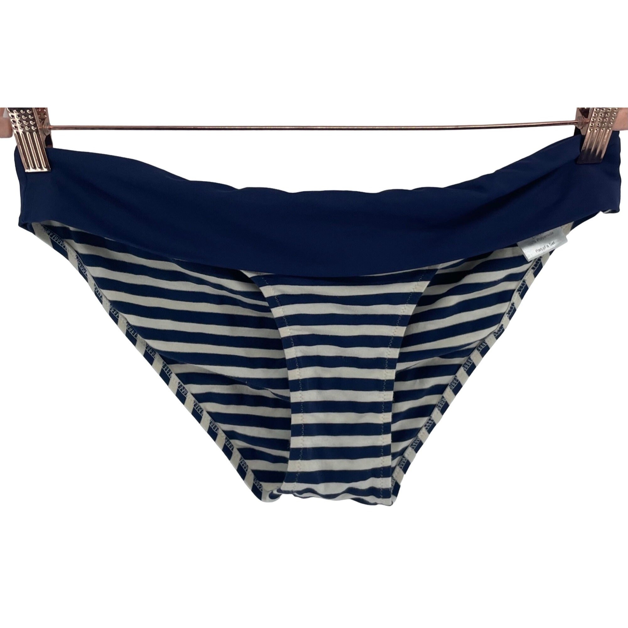 Pez D'or Women' Size Medium Navy Blue & White Bikini Swimsuit Bottoms