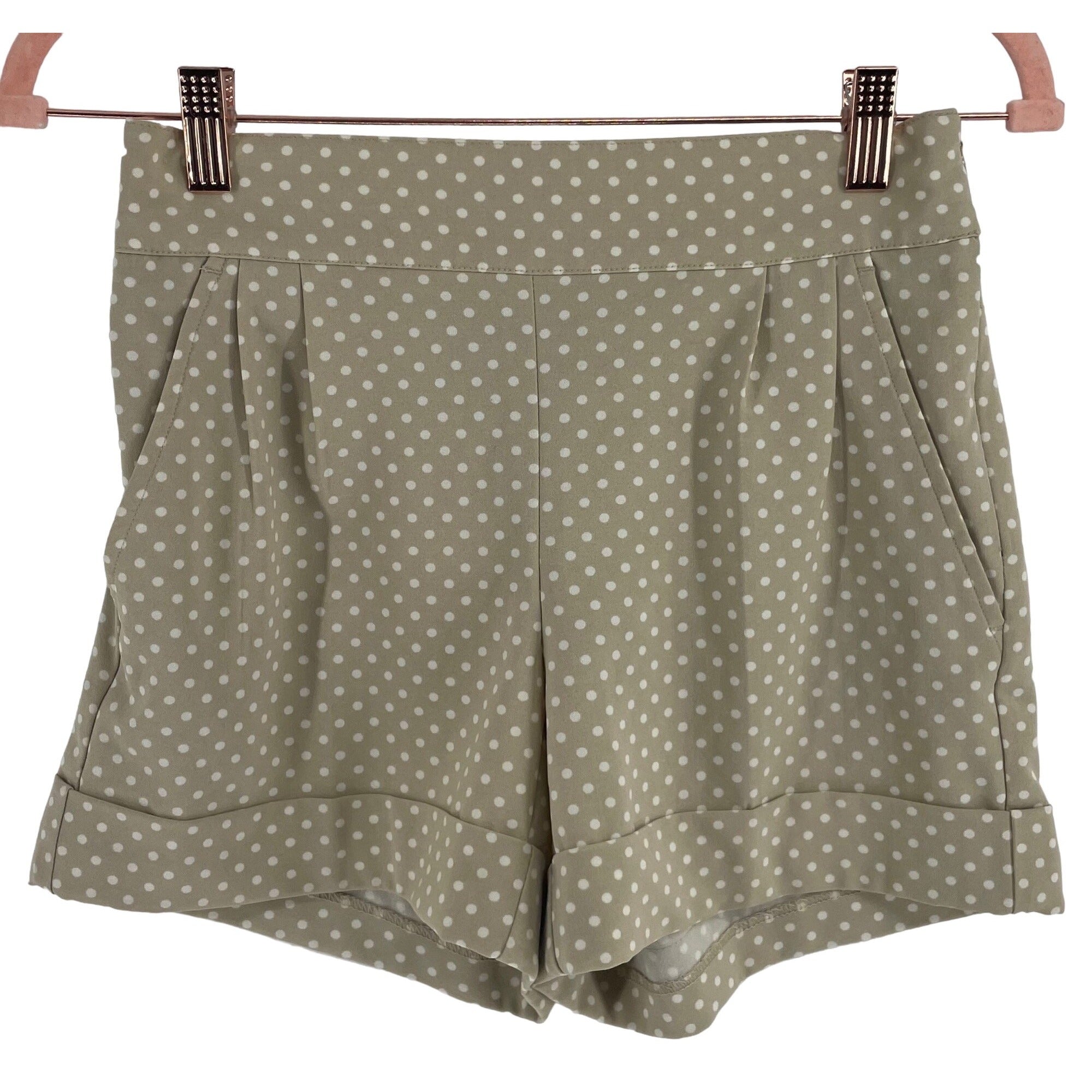 NWOT New York & Co. Women's Size 0 Tan & White Polka Dot Dress Shorts