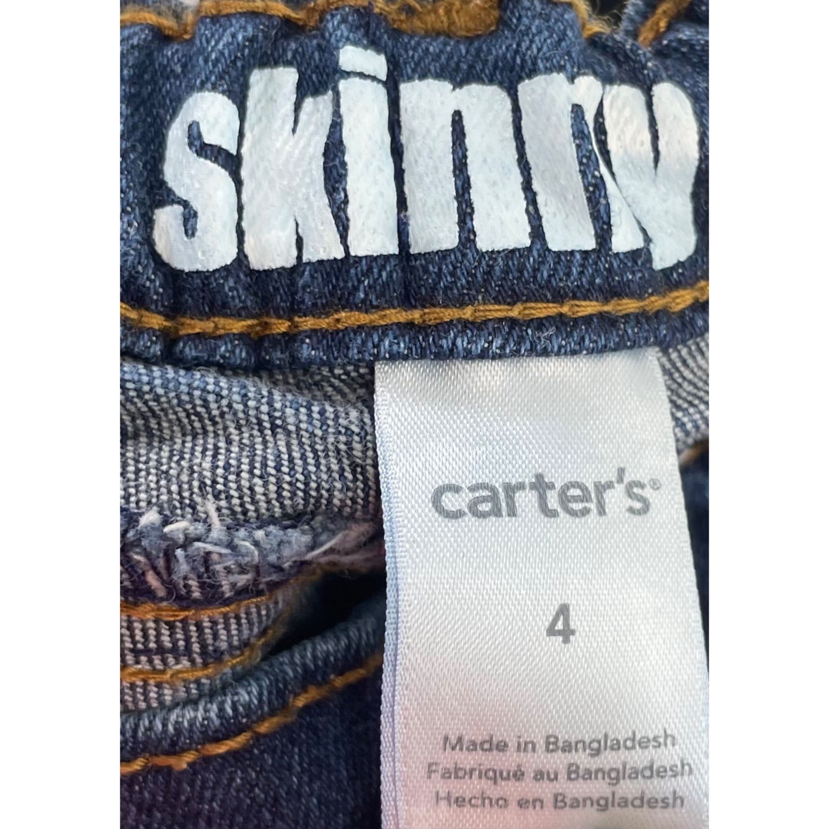 Carter's Girl's Size 4 Skinny Blue Jean Denim Pants W/ Sequin Embellishment