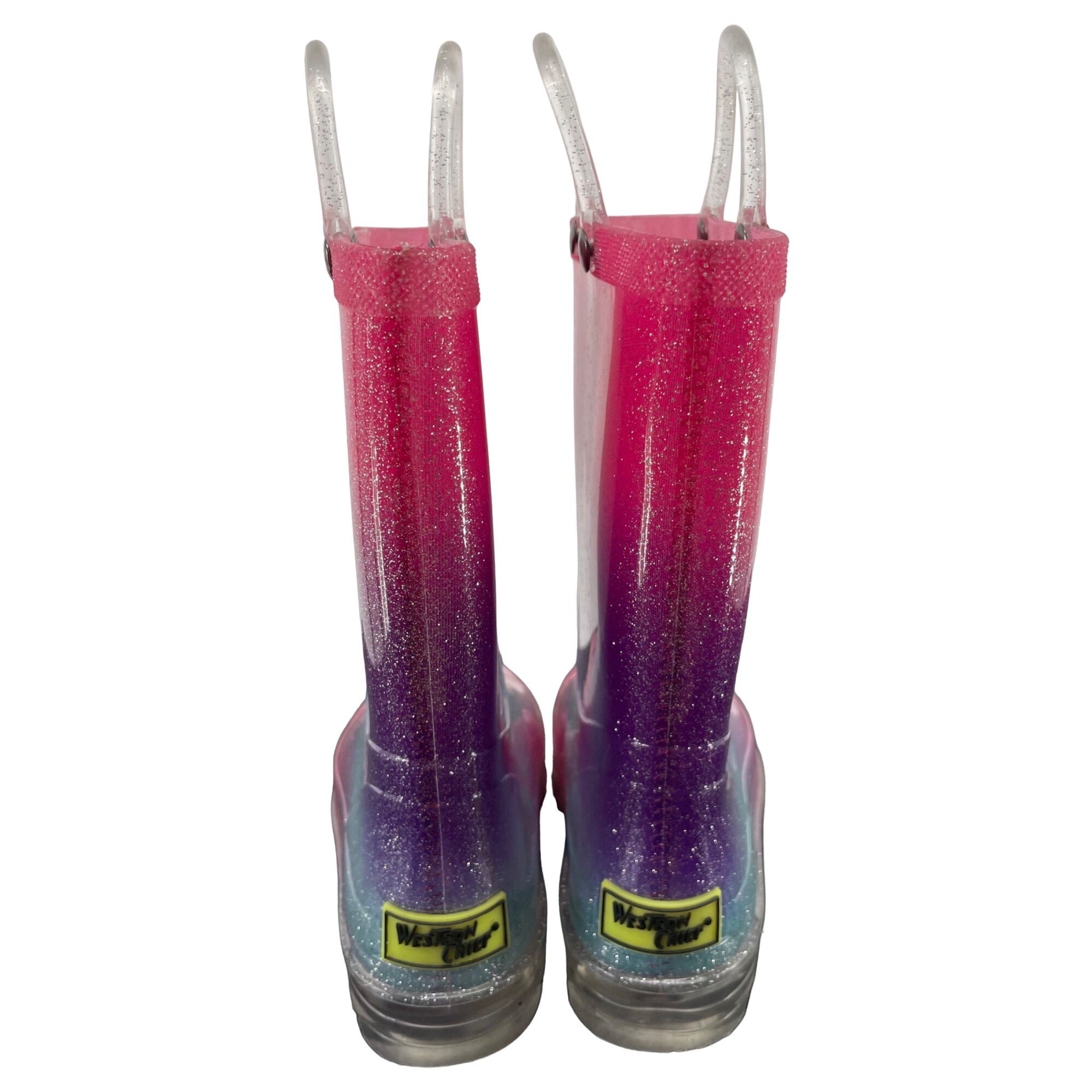 Western Chief Girl's Size 11 Pink, Aqua & Purple Sparkly Jelly Rainboots