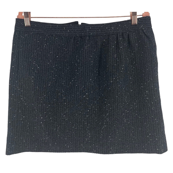 LOFT Women's Size 12P Black, Navy & Silver Tweed Wool Blend Mini Skirt