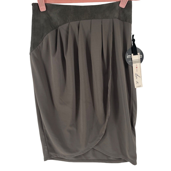 NWT Doo Ri Women’s Size 2 Gray Skirt W/ Faux Leather Waist