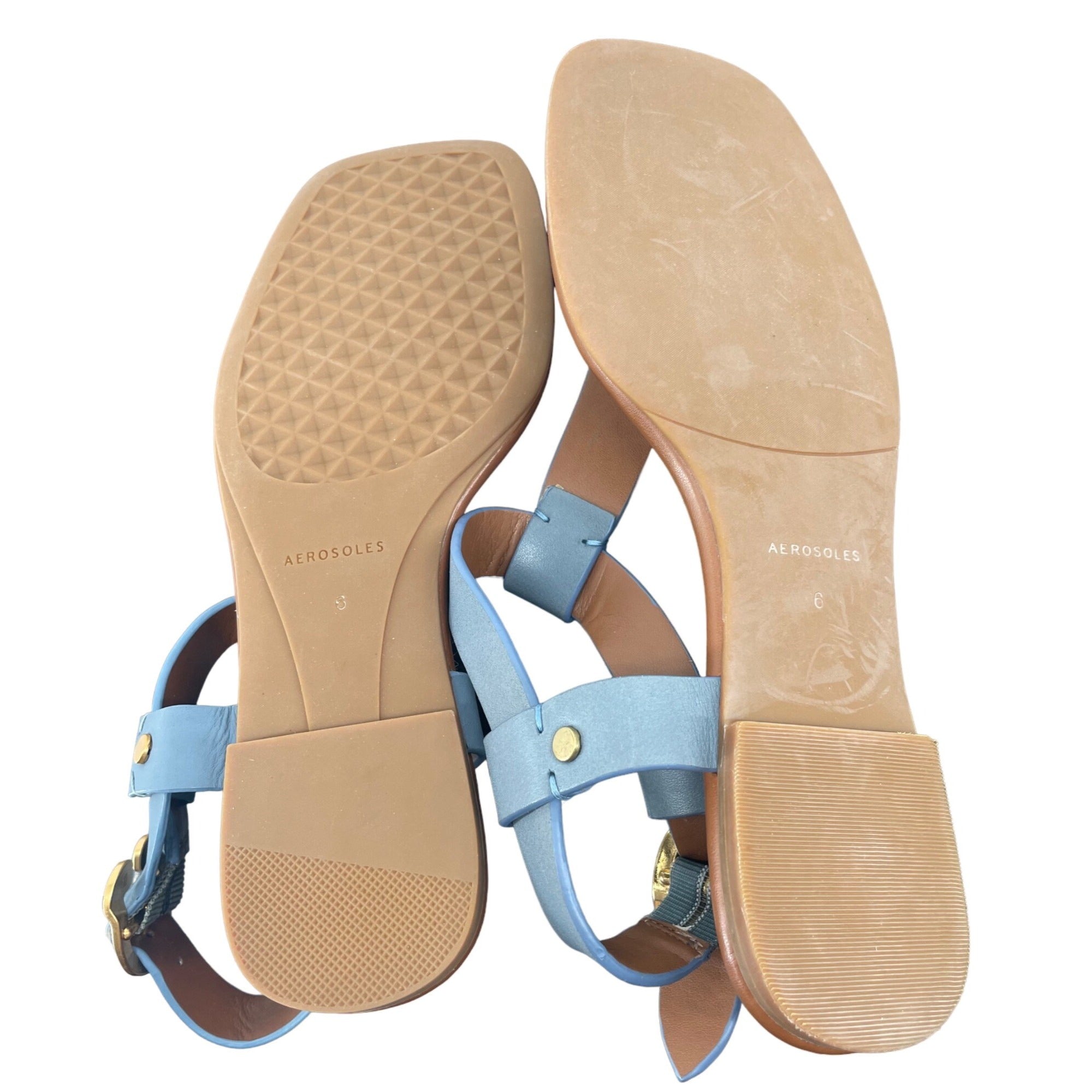 NWOT Aerosoles Women's Size 6 Blue & Tan Thong Flat Summer Sandals