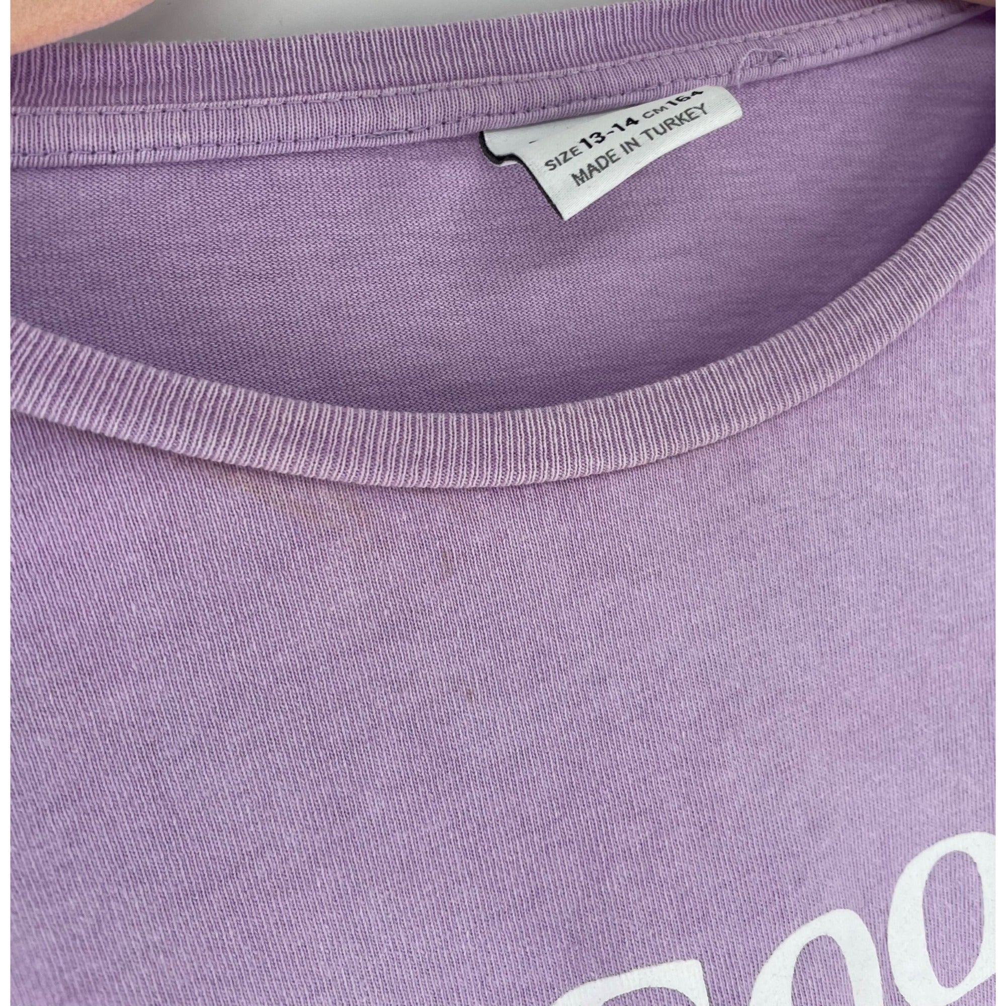 Zara Girl's Size 13-14 Lavender Purple/White Graphic Crew Neck T-Shirt