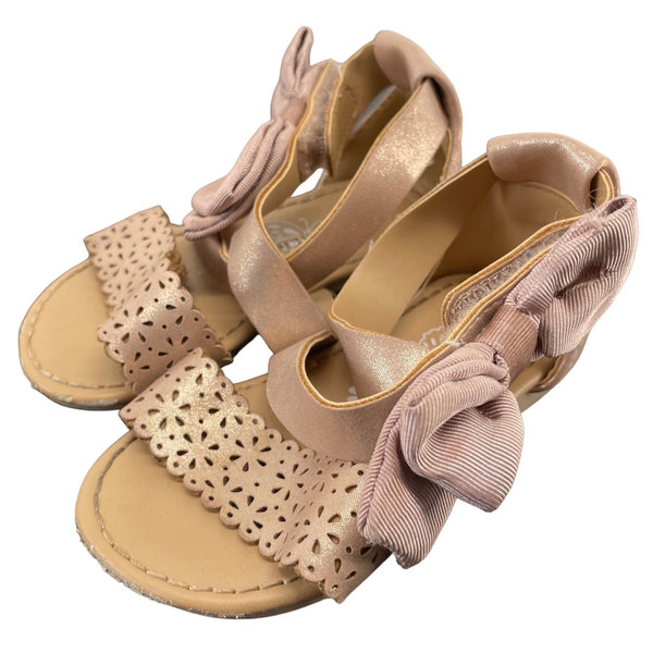 Koala Kids Girl's Size 4 Rose Gold/Pink & Tan Open-Toe Laser Cut Sandals