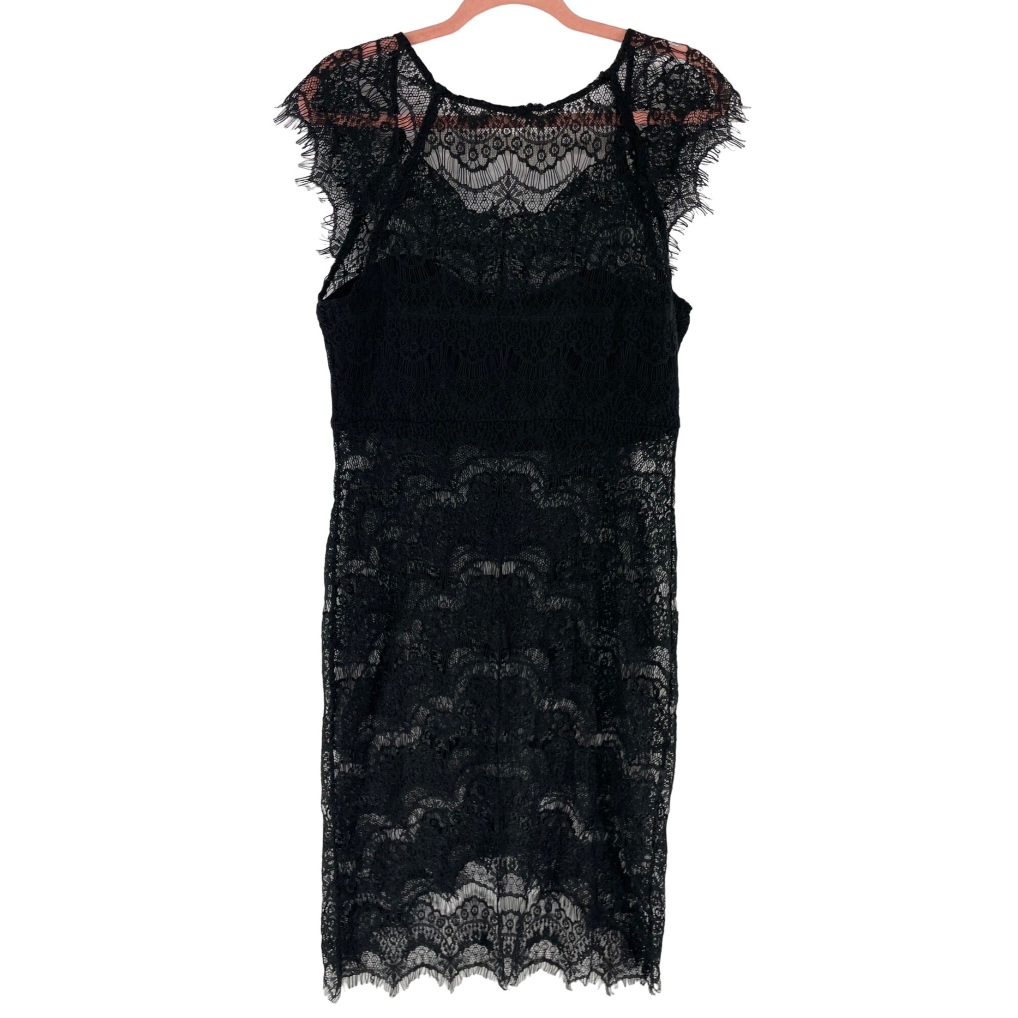 Free People Intimately Size Large Black Sheer Lace Midi Dress