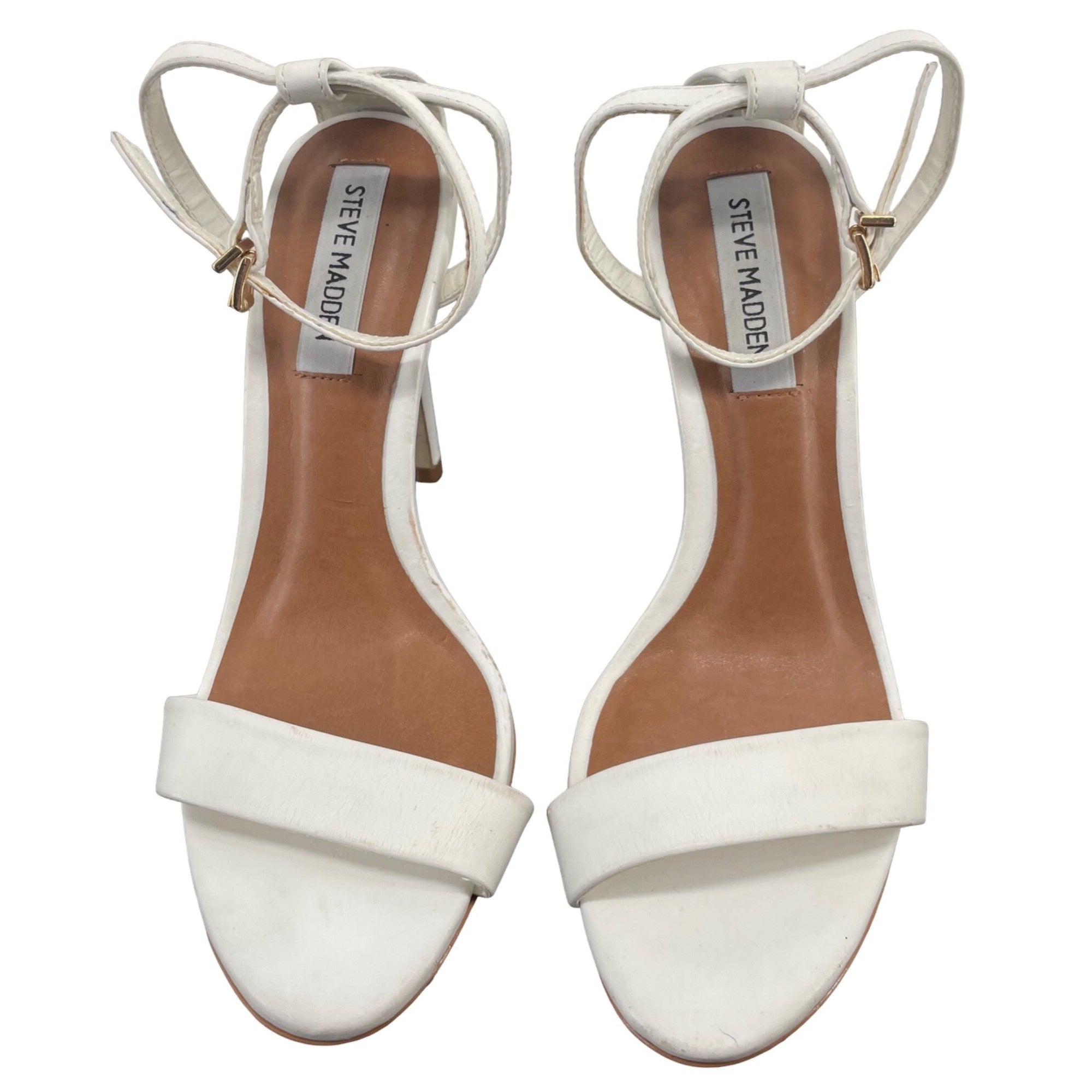 Steve Madden Women's Size 6.5 White 4" Heel Strappy Ankle Sandals