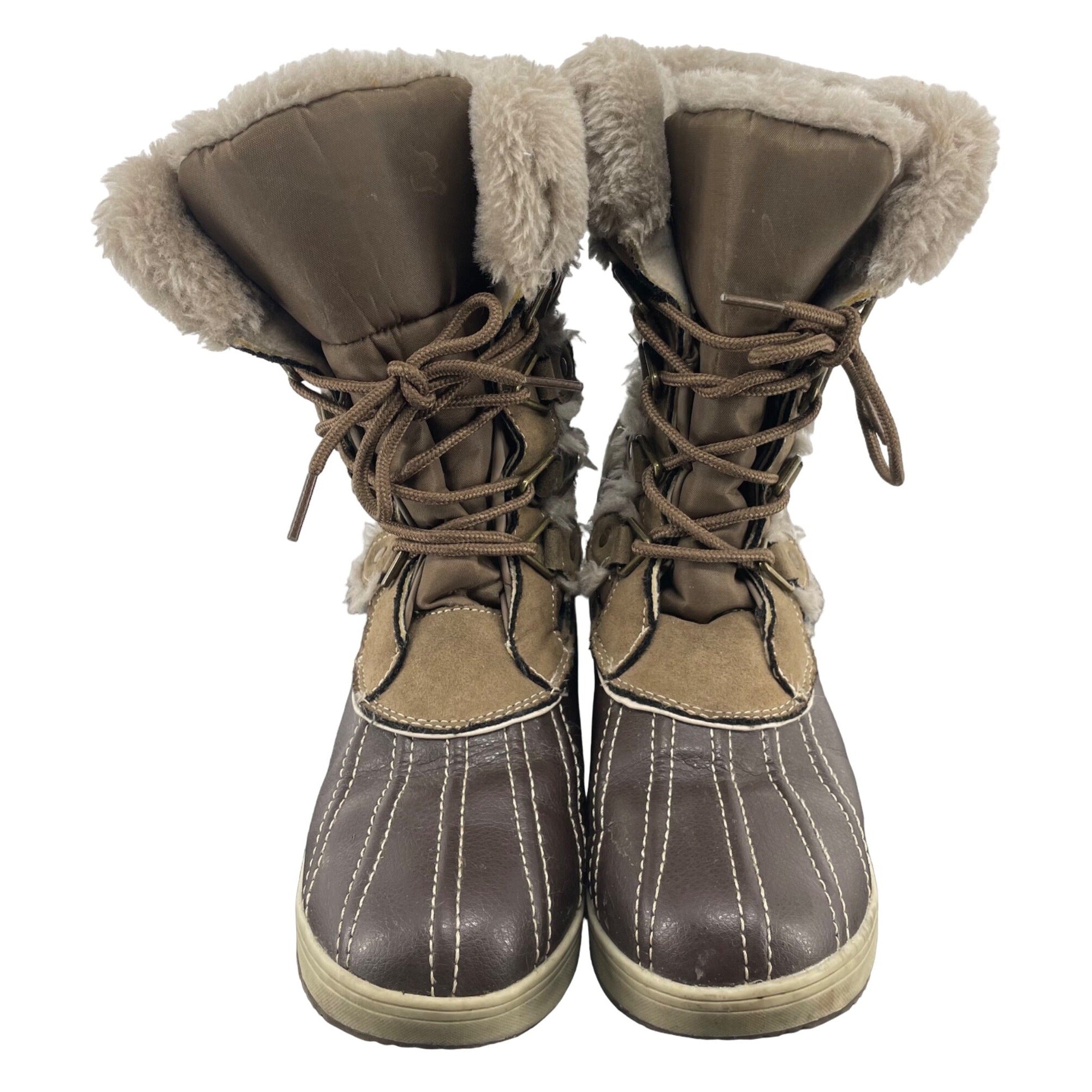 Khombu Women's Size 8 Brown/Tan Faux Fur Boots