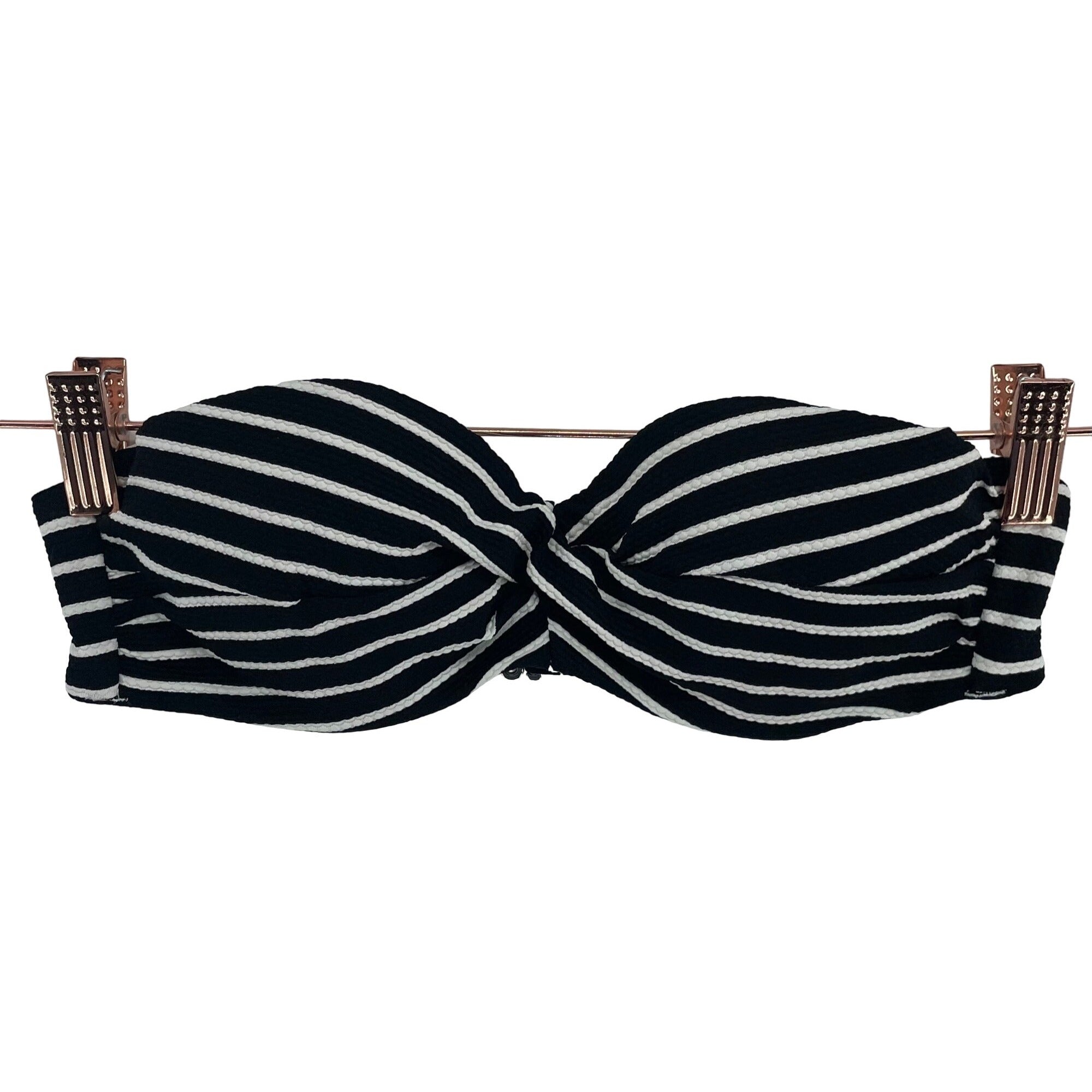 H&M Women's Size 34A Black & White Striped Strapless Bikini Swimsuit Top