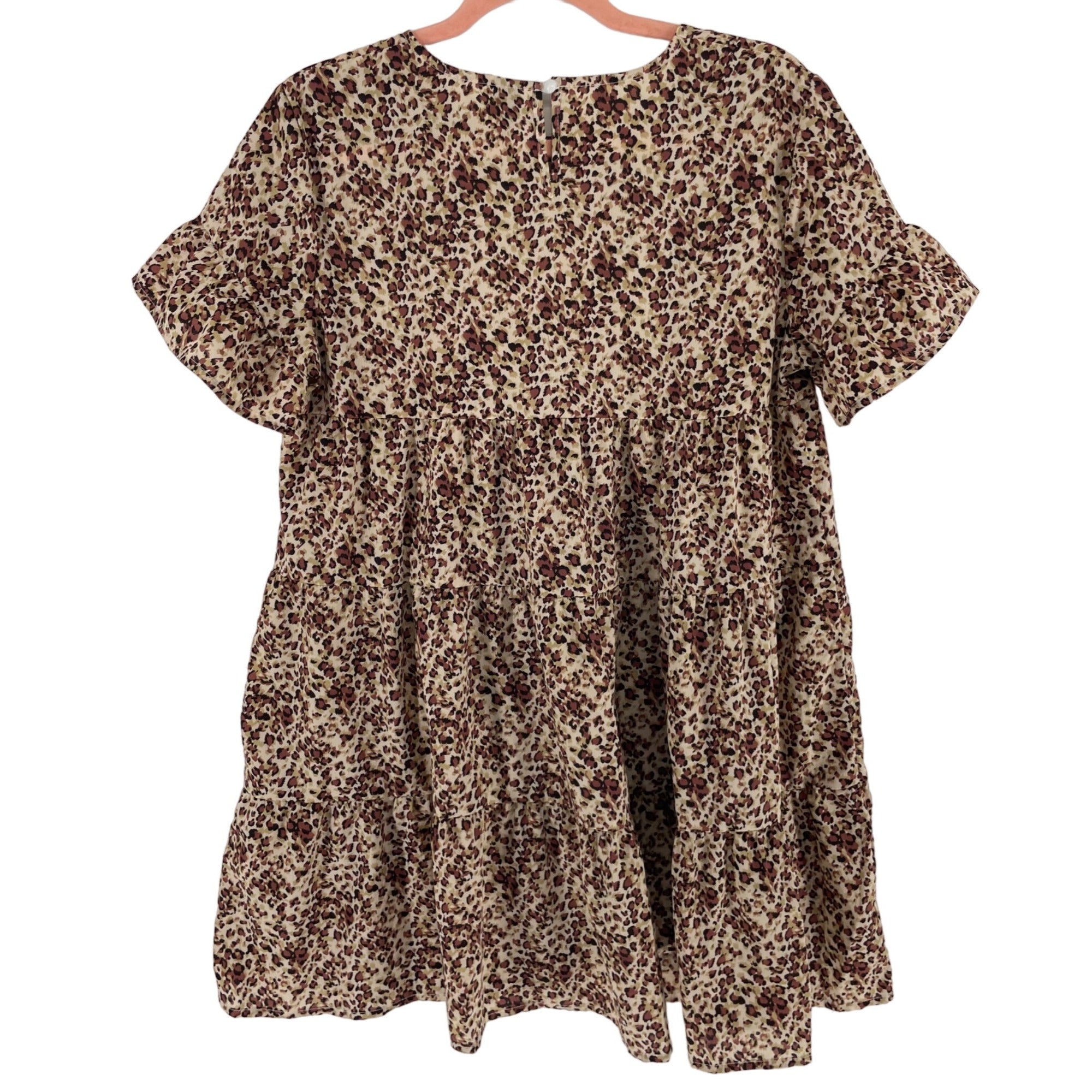 Shein Women's Size Medium Cream/Gold/Brown/Black Leopard Print Dress