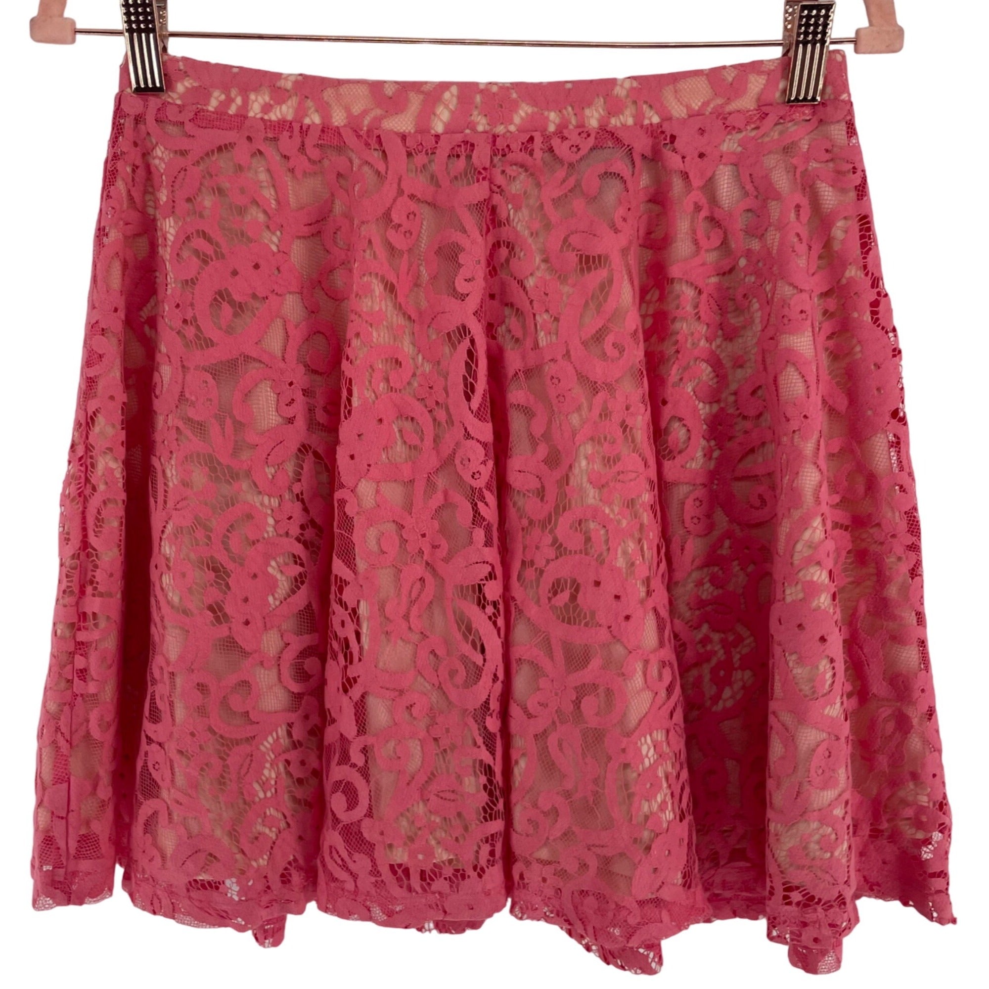 H&M Women's Size Small Pink A-Line Lace Mini Skirt