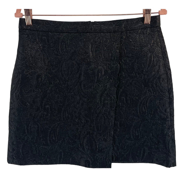 J. Crew Women's Size 4 Black Metallic Paisley Print Mini Skirt