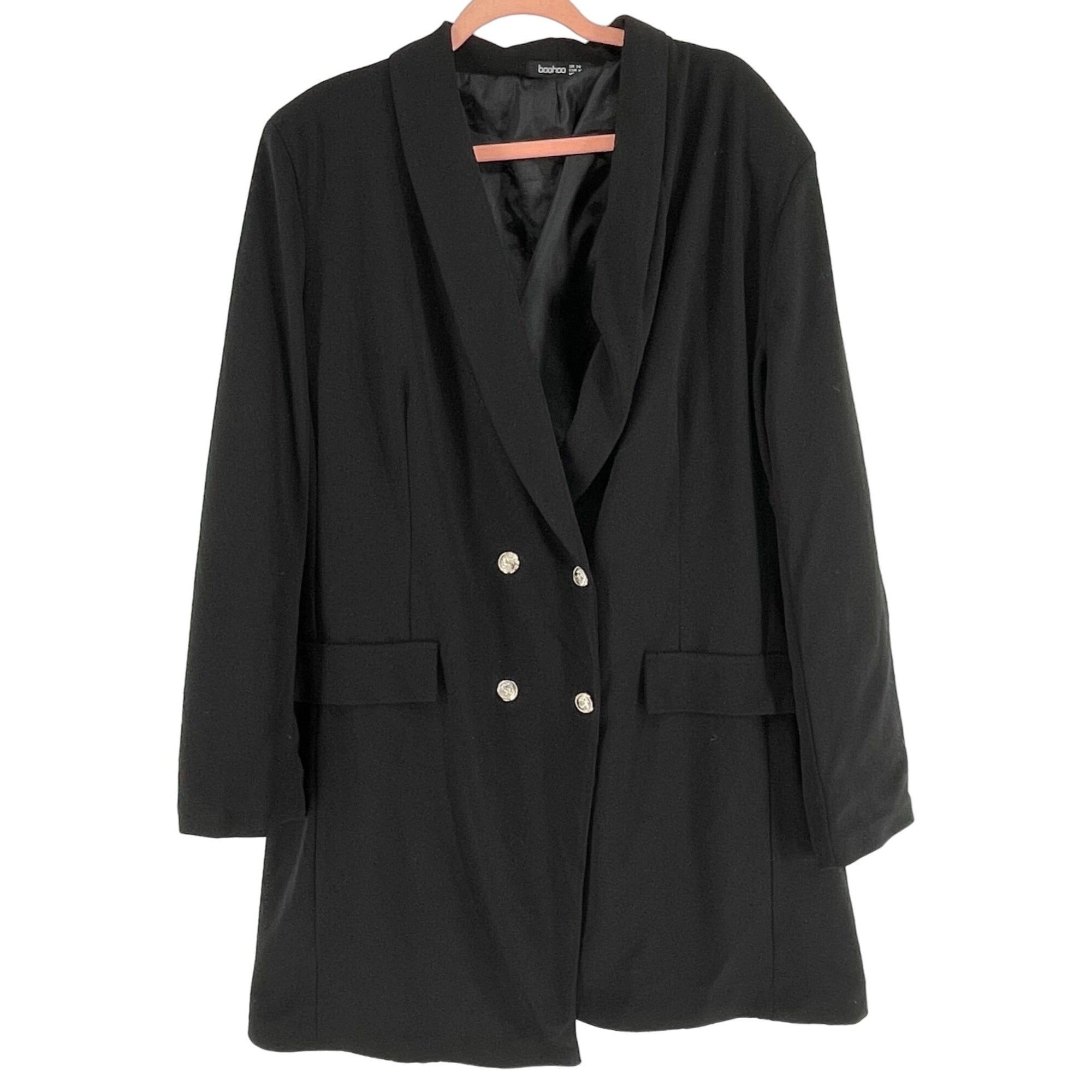 Boohoo Women's Size 20 Black Double-Breasted Blazer