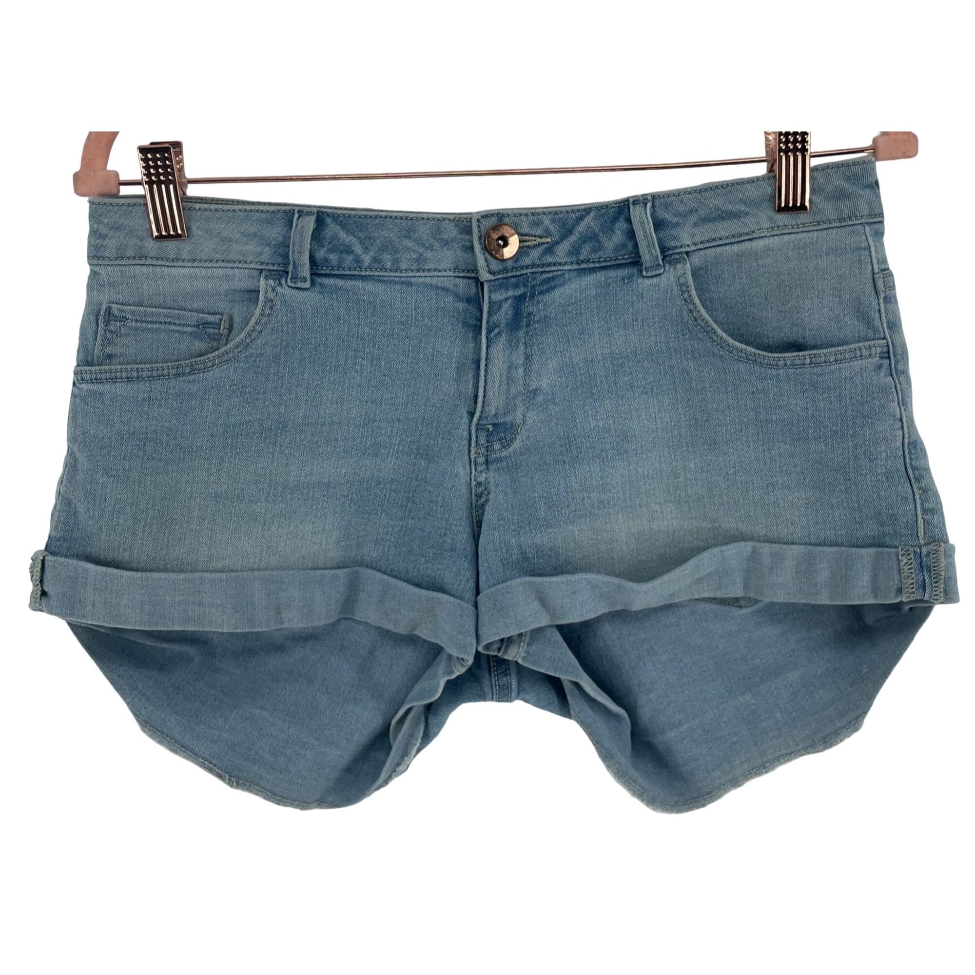 H&M Women's Size 6 Light Wash Blue Jean Denim Roll-Up Shorts