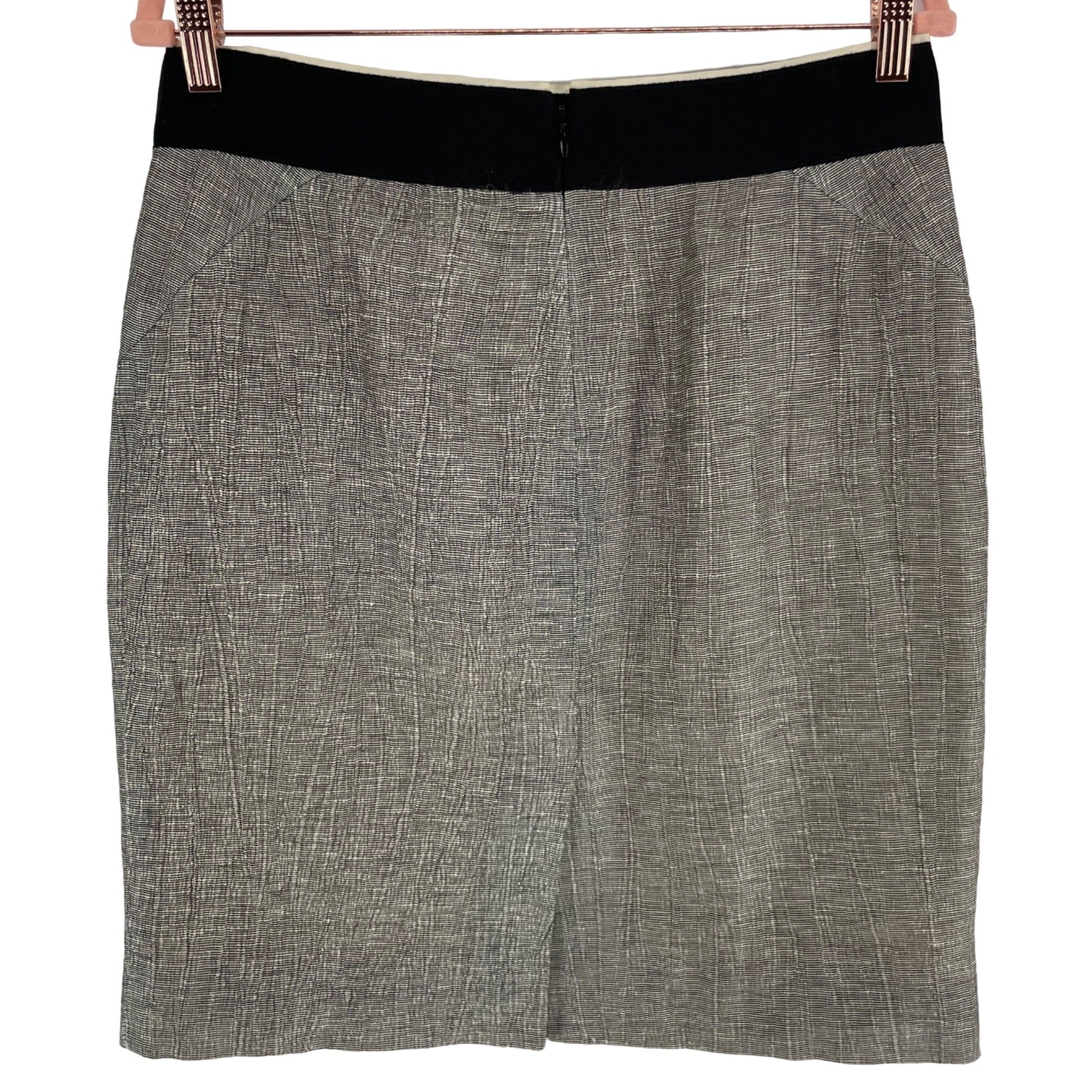 J. Crew Women's Size Ten Black & White/Grey Linen Blend Pencil Skirt