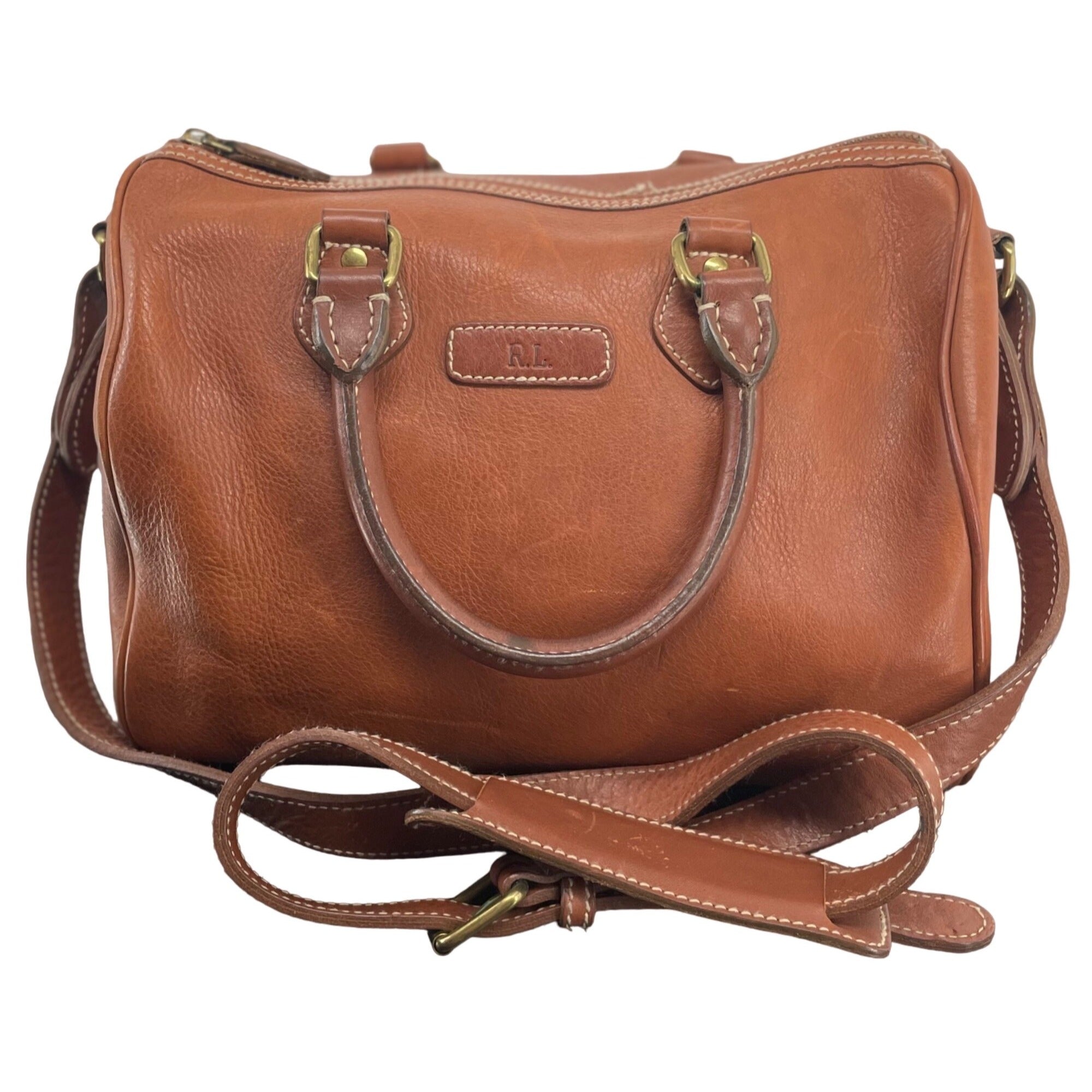 Ralph Lauren Women's Brown Leather Vintage Satchel W/ Strap