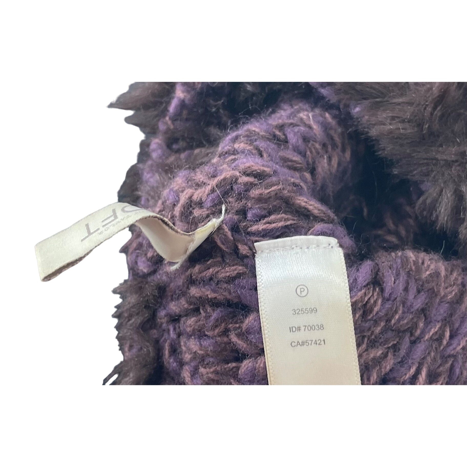 LOFT Women's Purple Knit Infinity Loop Snood Scarf W/ Brown Faux Fur Trimming