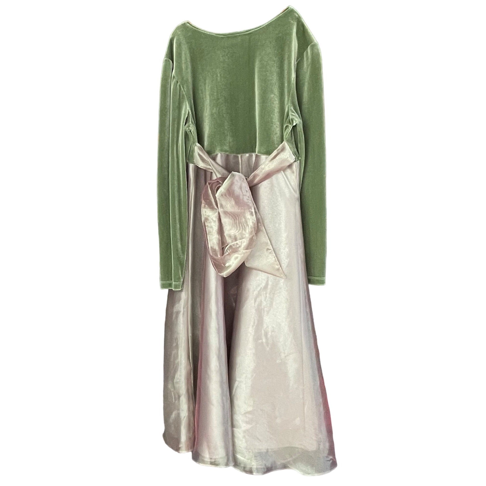 Bonnie Jean Girl's Size 14 Green Floral Satin & Velvet Fairy Garden Fairy Dress