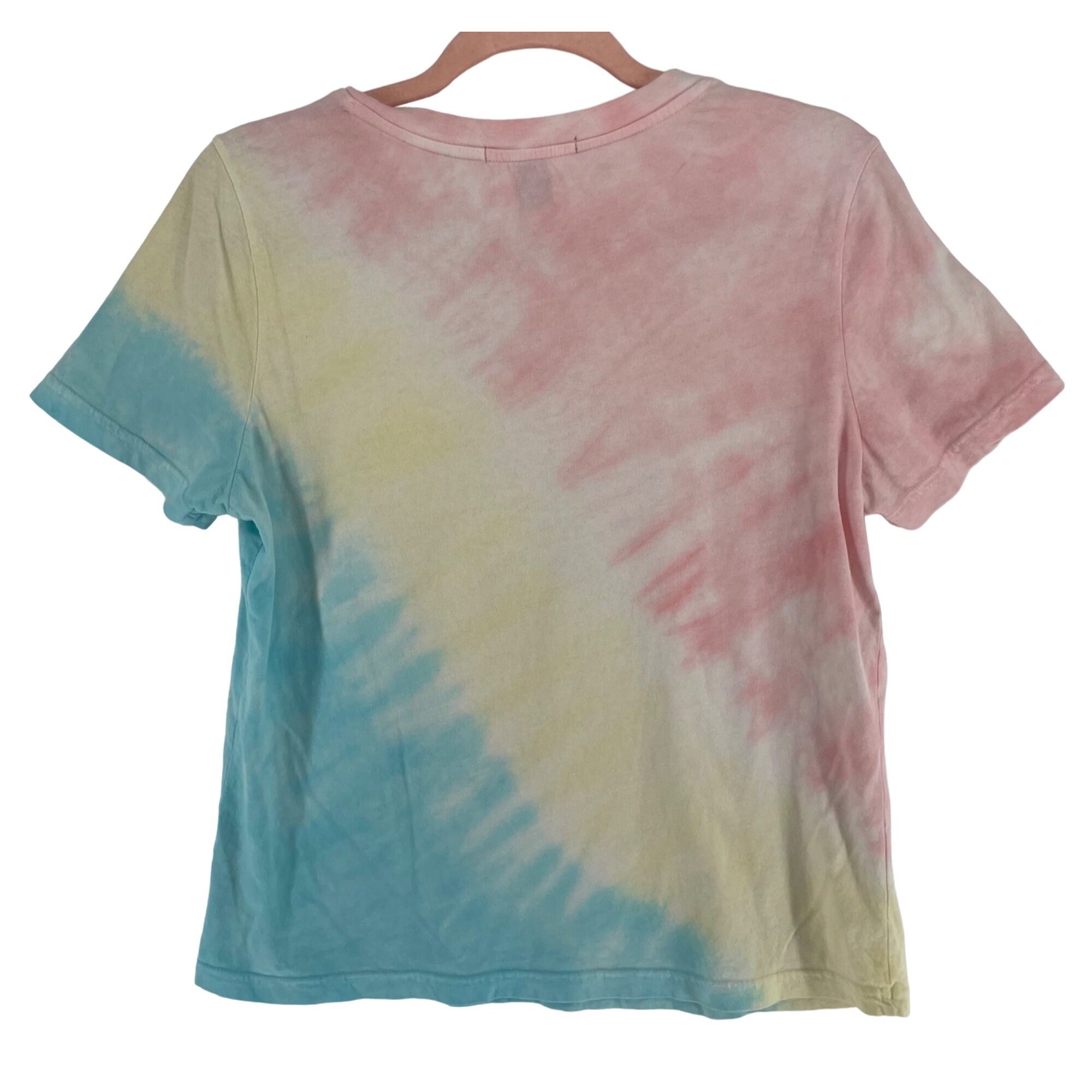 Forever 21 Women's Size Medium Pink, Aqua 7 Yellow Tie Dye T-Shirt