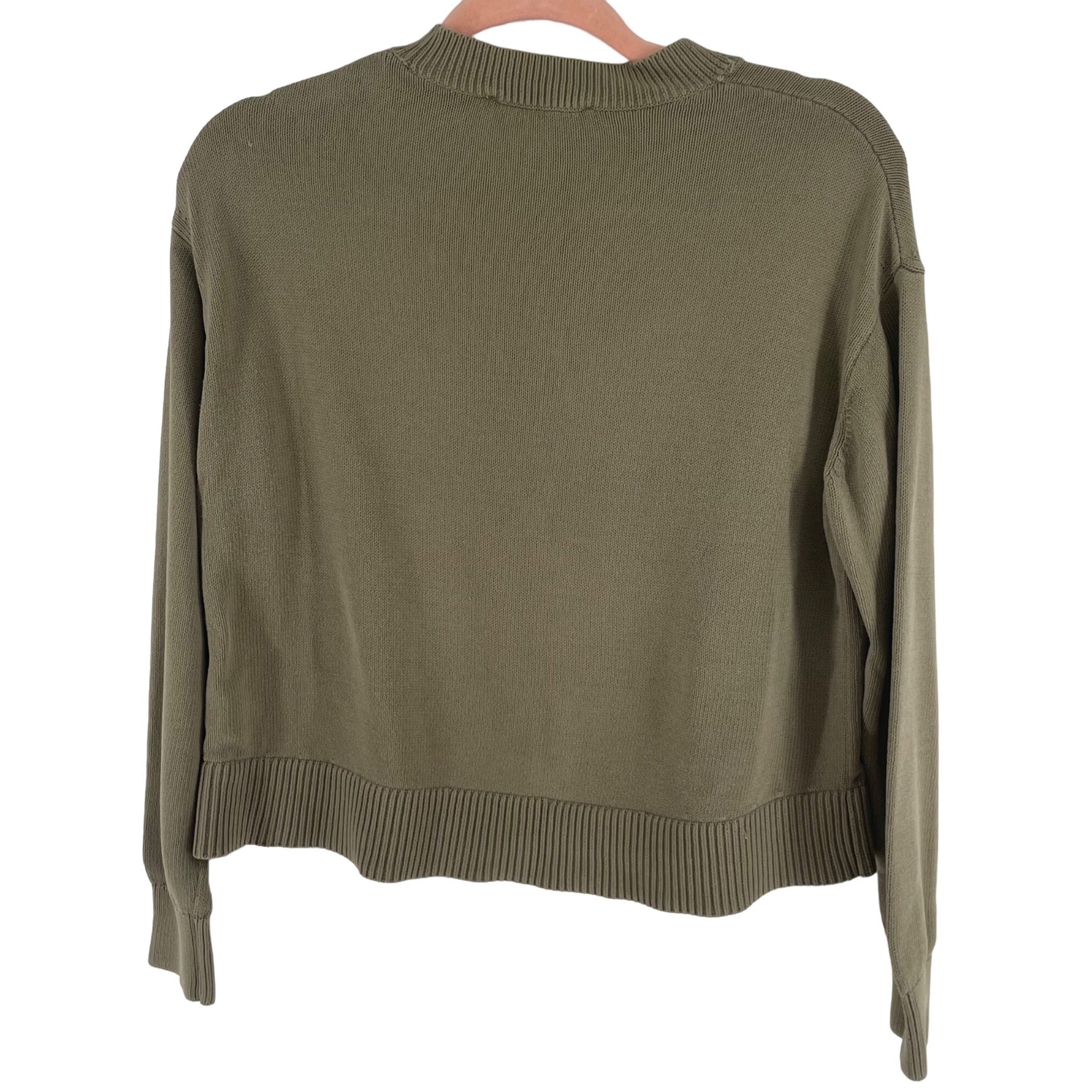 Everlane Women's Size Small Olive Green Cropped Sweater