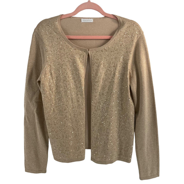 Charter Club Women's Size Medium Gold Sparkly Sequin Cardigan