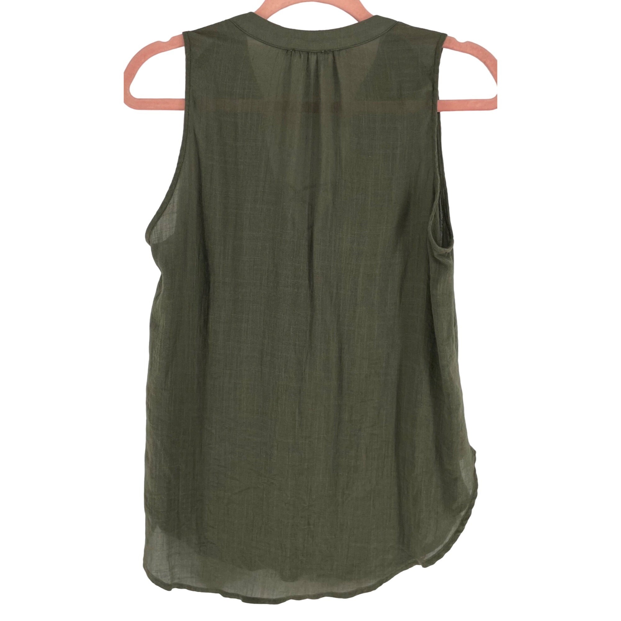 LUSH Women's Size Medium Olive Green Lace-Up Bodice Tank Top