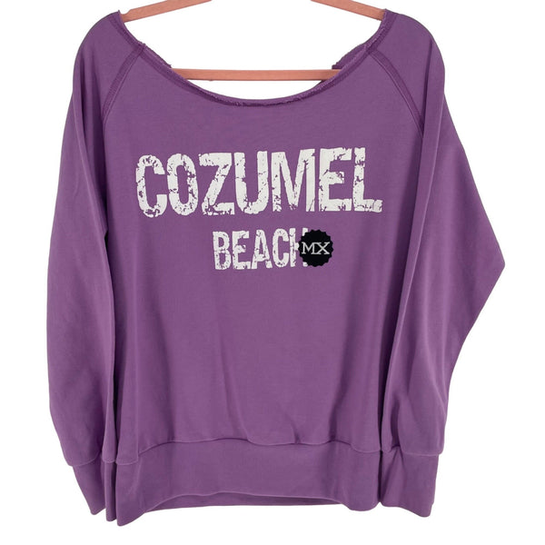 NWT Beach Stop Cozumel Beach MX Women's Size XL Purple/White Off Shoulder Sweatshirt