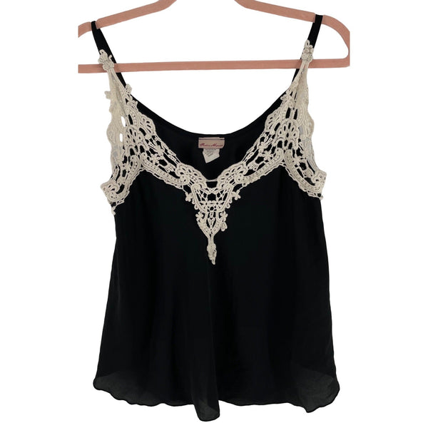 Fashion Magazine Women's Size Small Black Cami W/ Cream Lace Trim