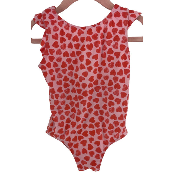 Crewcuts Girl''s Size 3 Pink & Orange Heart Print Swimsuit