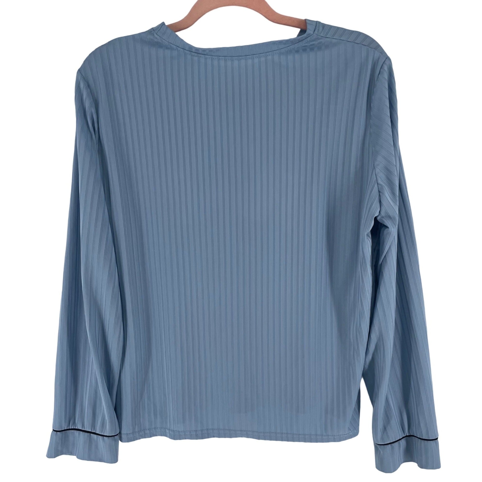 Shein Women's Size Large Baby Blue & Black Graphic Long-Sleeved "Sleep" Shirt