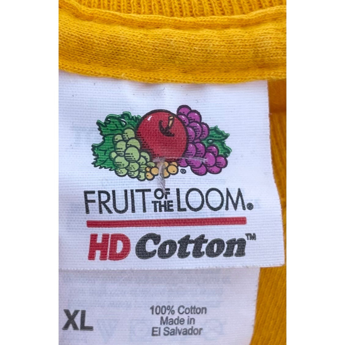 Fruit Of The Loom Men's Size XL Yellow Graphic Crew Neck T-Shirt