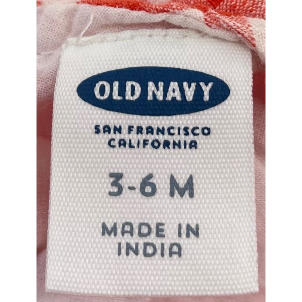 Old Navy Baby Girl's Size 3-6 Months Red & White Gingham Checked Dress