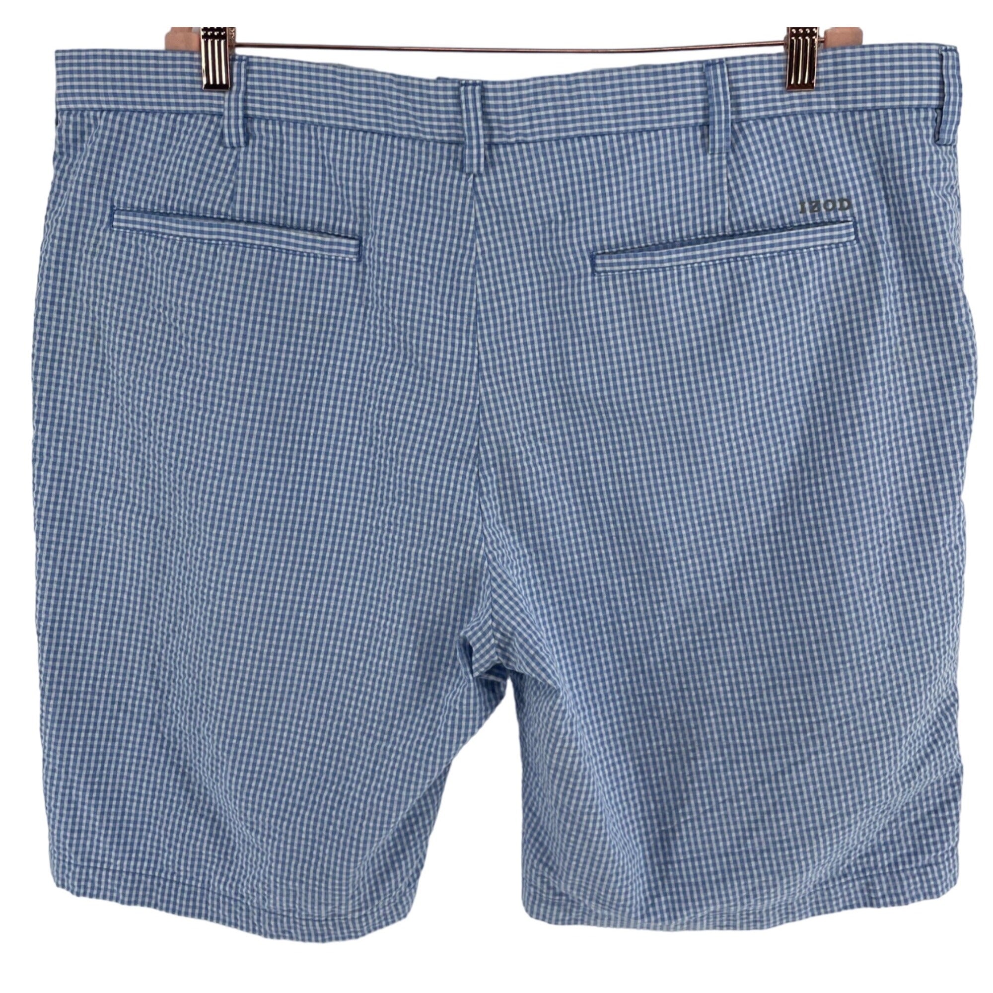 Izod Golf Men's Size 42 Blue & White Seersucker Checked Golf Shorts