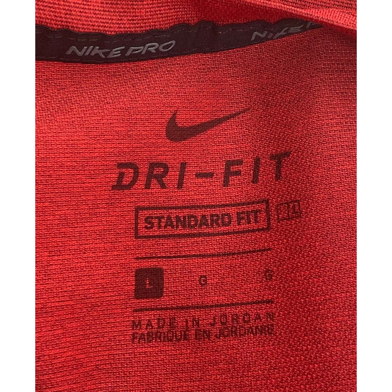 Nike Pro Dri-Fit Men's Size Large Red Crew Neck T-Shirt