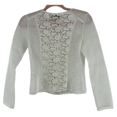 NWT Eros Apparel WOmen's Size Small White Floral Lace Mesh Jacket