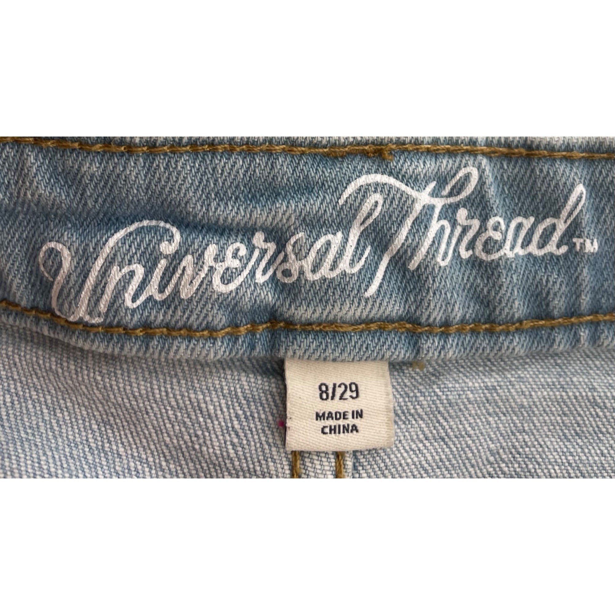 Universal Thread Women's Size 8/29 Faded Blue Jean Denim Skirt W/ Fringe