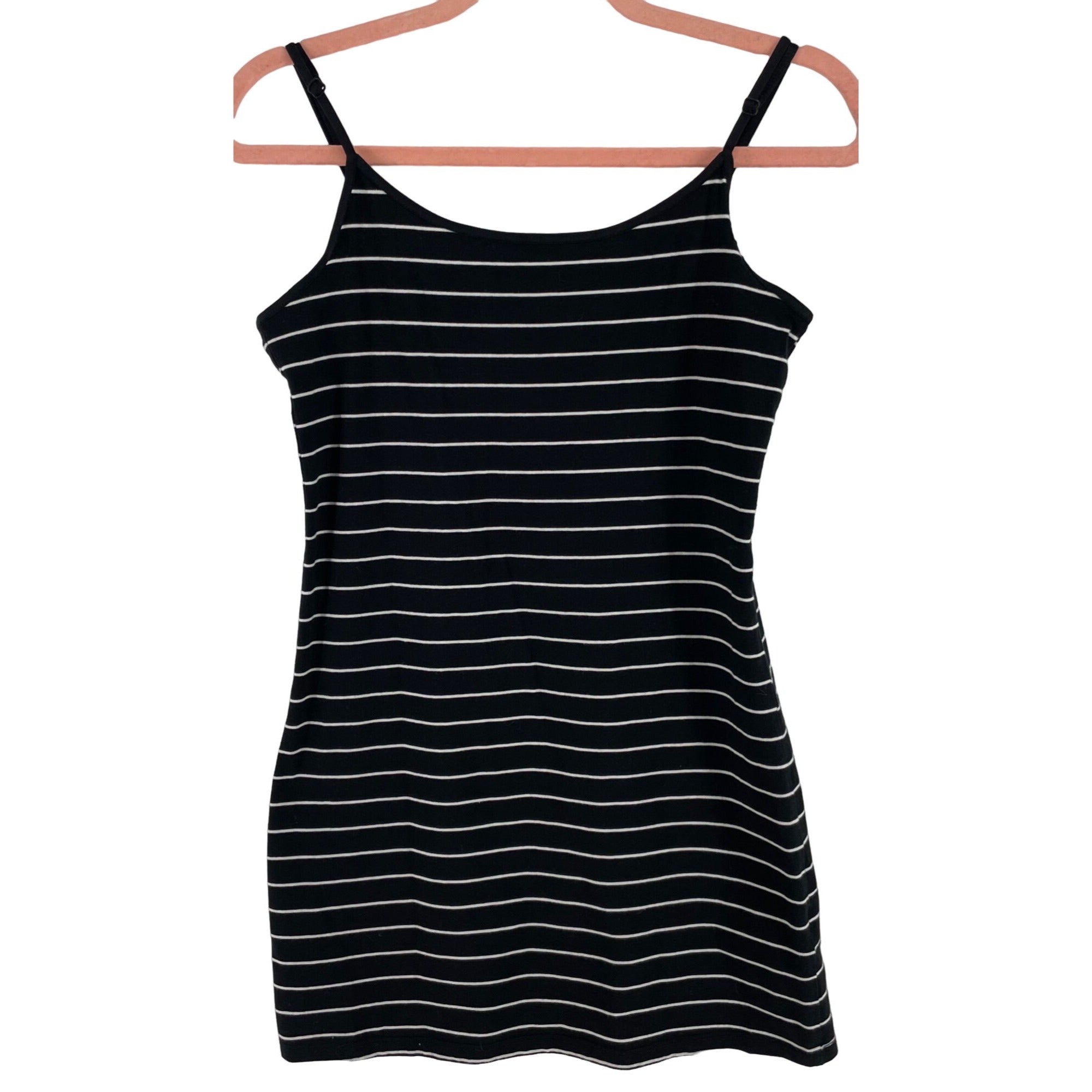 H&M Women's Size Medium Black & White Spaghetti Strap Mini Bodycon Dress