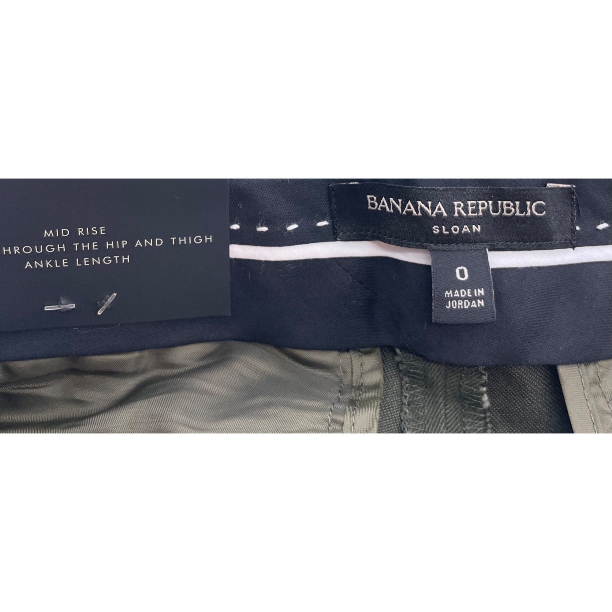 NWT Banana Republic Women's Size 0 Olive Green Mid-Rise Sloan Pants