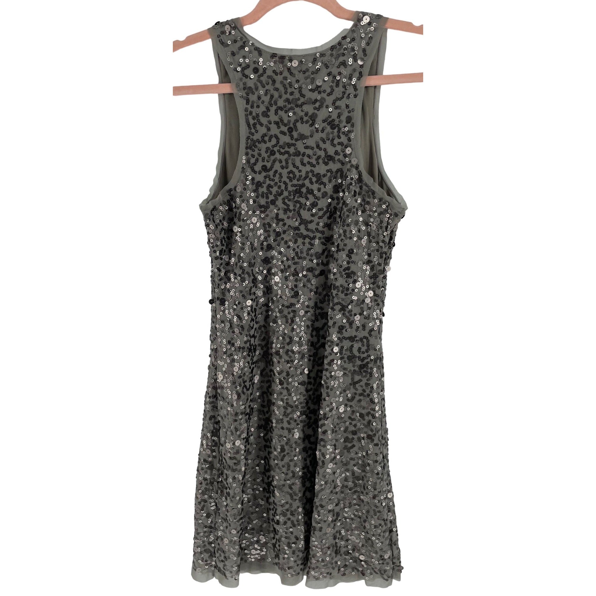 Max Studio Women's Size Small Greyish/Olive Green/Silver Sequin Tank Top Dress