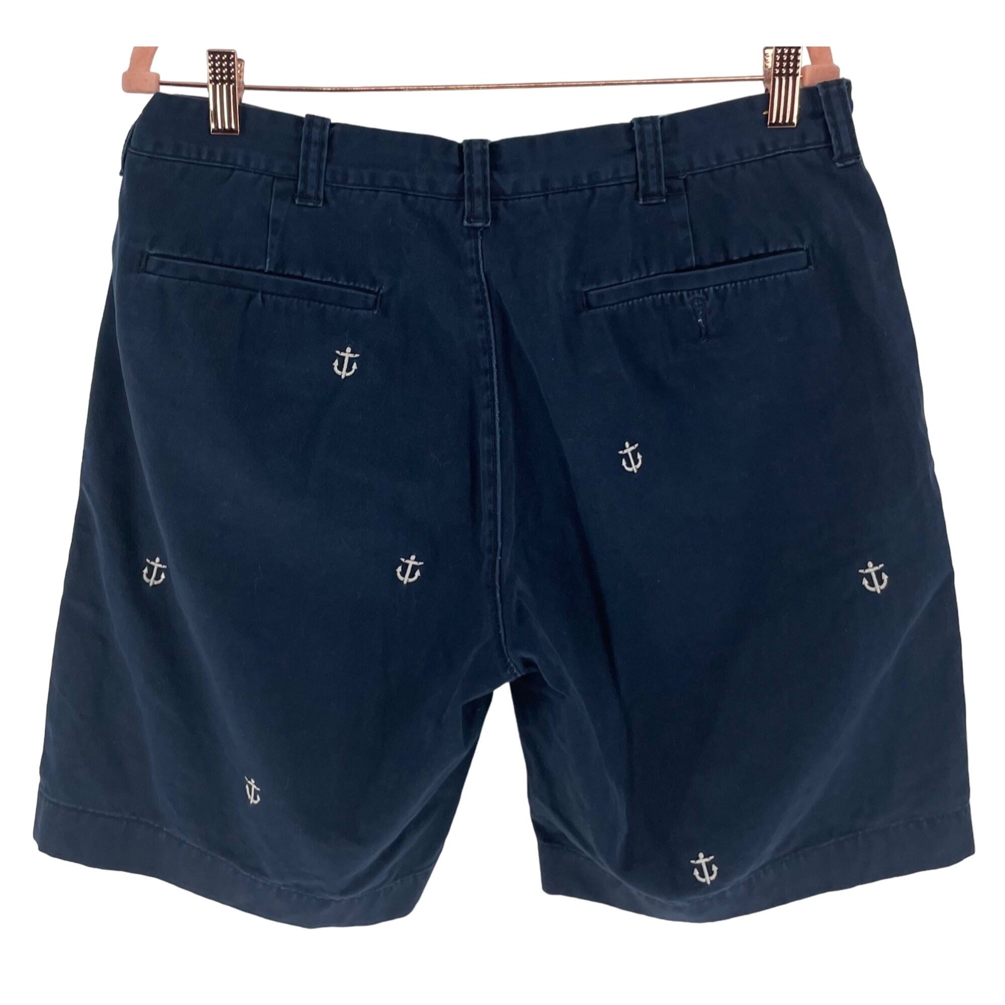 J. Crew Men's Size 34 Navy Blue & White Sailor Anchor Shorts