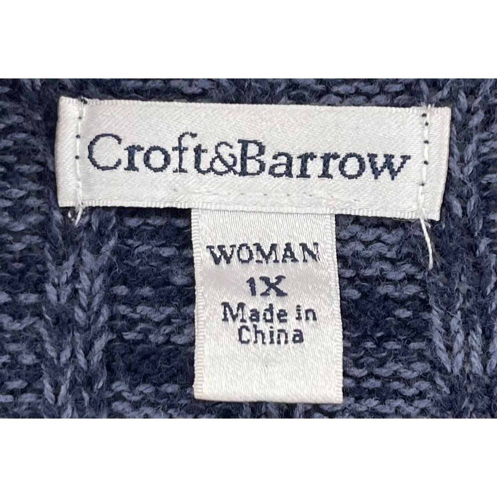 Croft & Barrow Women's Size 1X Dark Purple Sleeveless Knit Open Cardigan