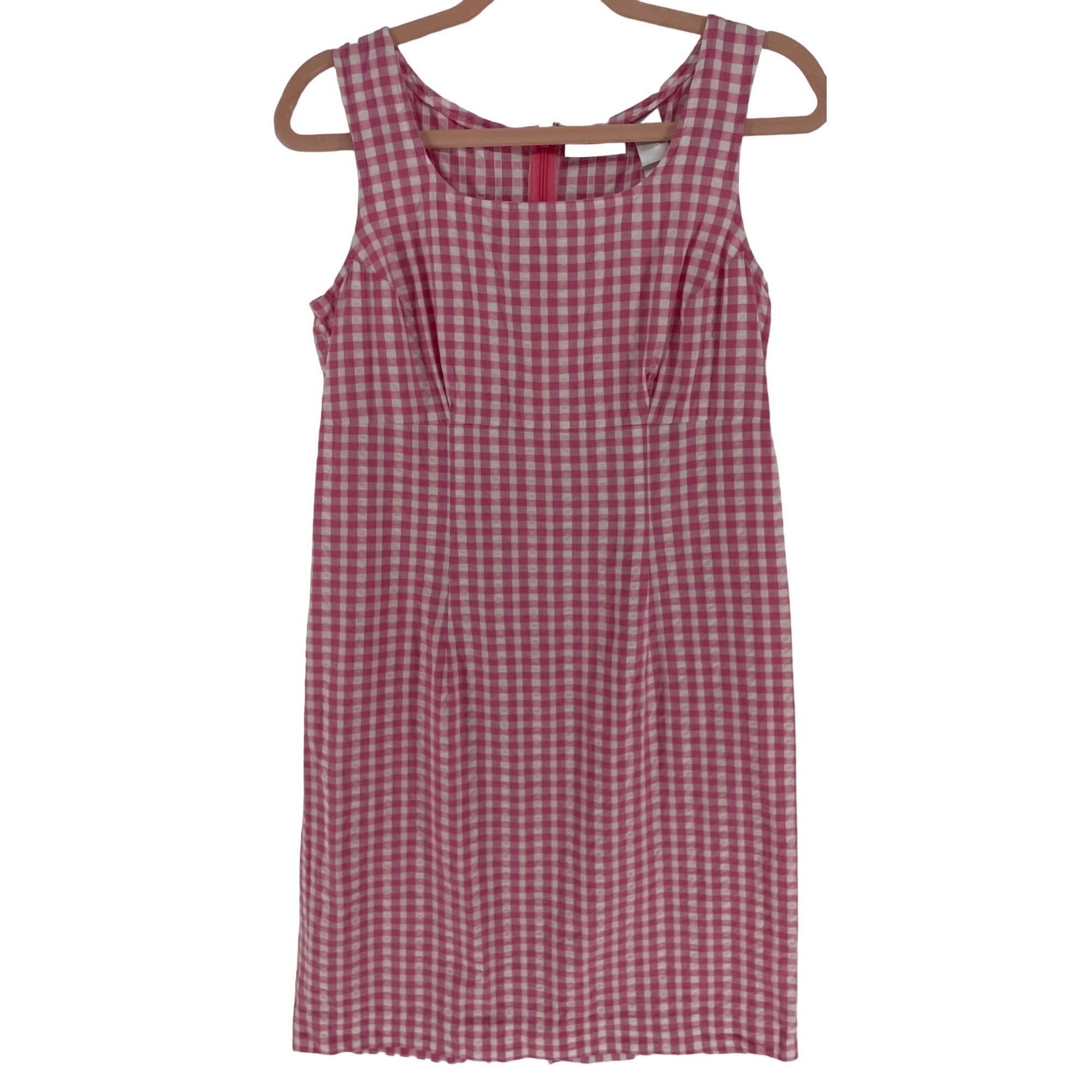 Liz Claiborne Women's Size 8 Pink/White Gingham Sleeveless Dress