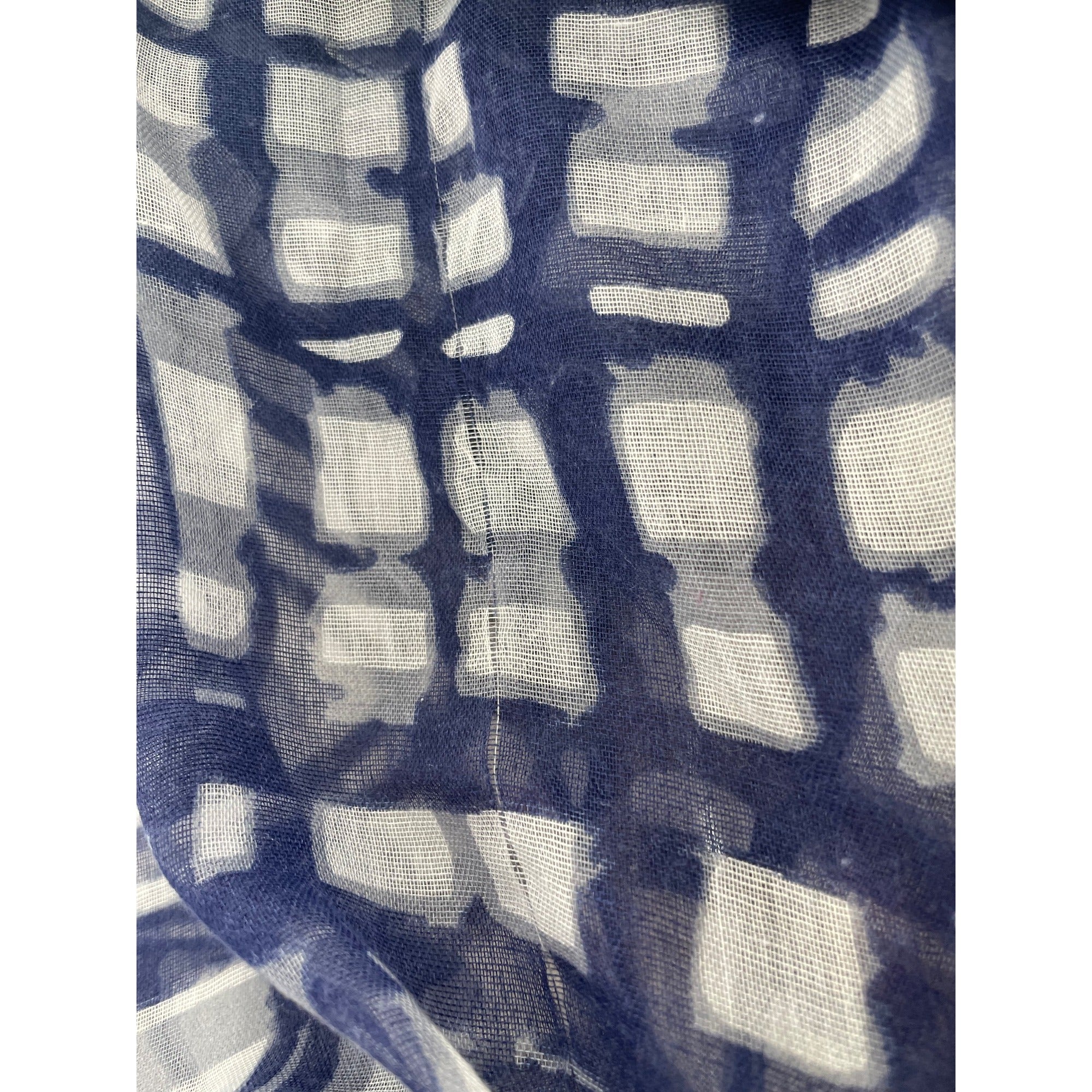 Printed Village Women's Blue & White Checkered Pashmina Scarf