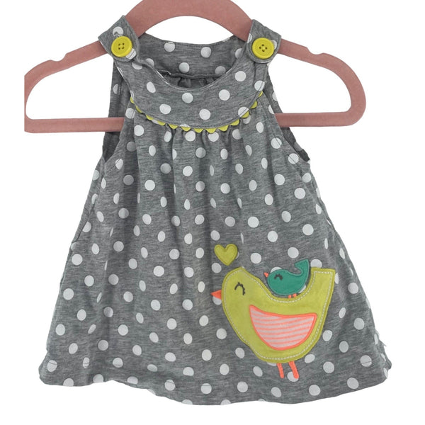 Carter's Girl's Baby Size 12 Months Grey/White/Multi-Colored Polka Dot Dress