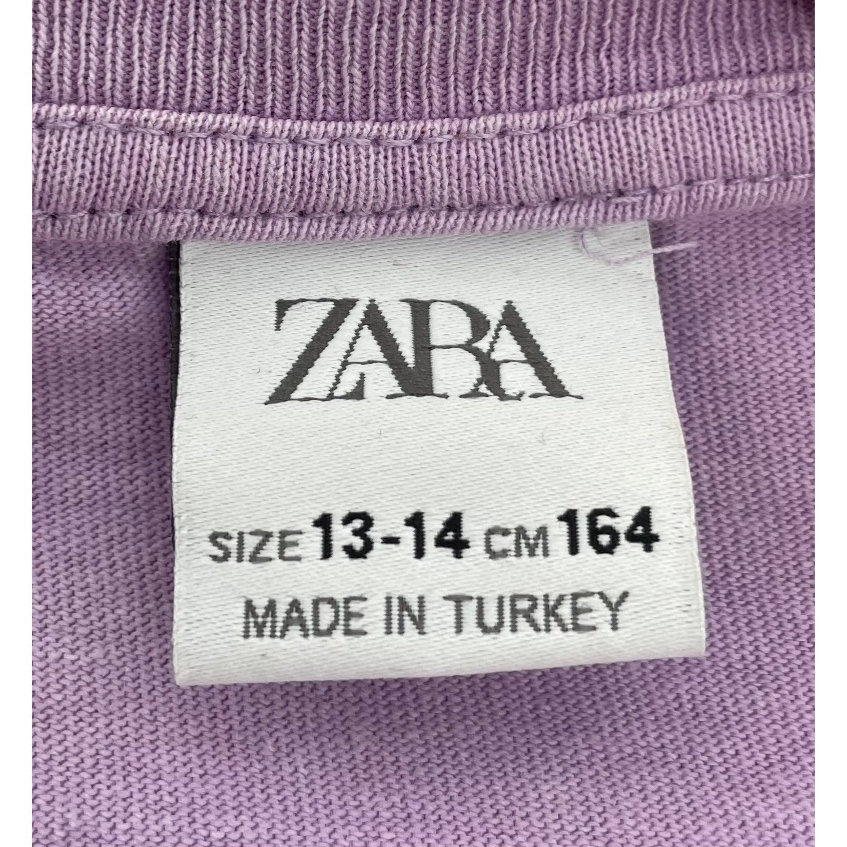 Zara Girl's Size 13-14 Lavender Purple/White Graphic Crew Neck T-Shirt