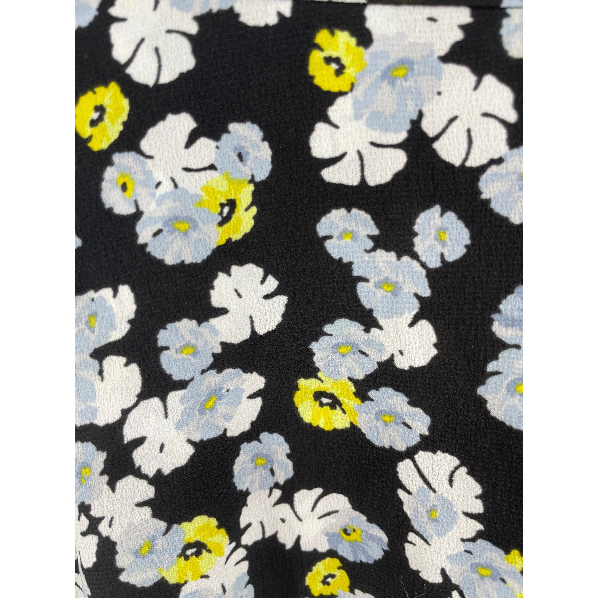 Ann Taylor Petite Women's Size 2P Blue/Yellow/White/Black Floral A-Line Midi Skirt