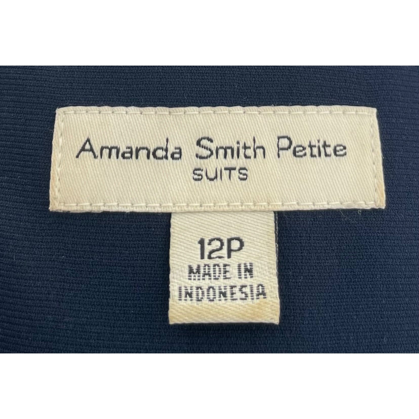 Amanda Smith Petite Suits Women's Size 12P Navy Blue Blazer W/ Sash