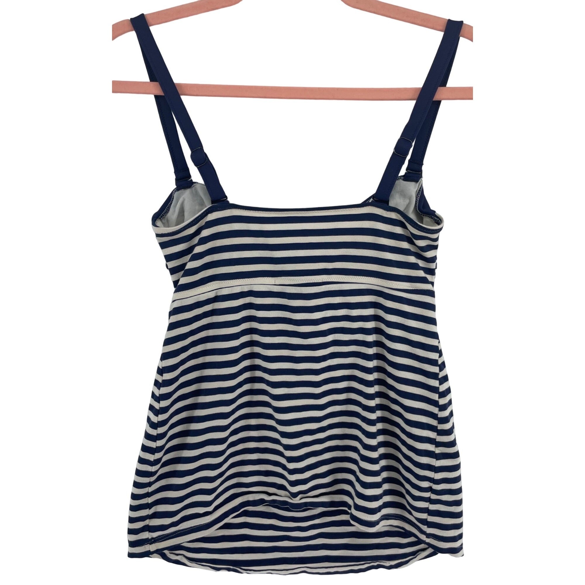 Pez D'Or Women's Size Medium Navy Blue & Cream Striped Swimsuit Top