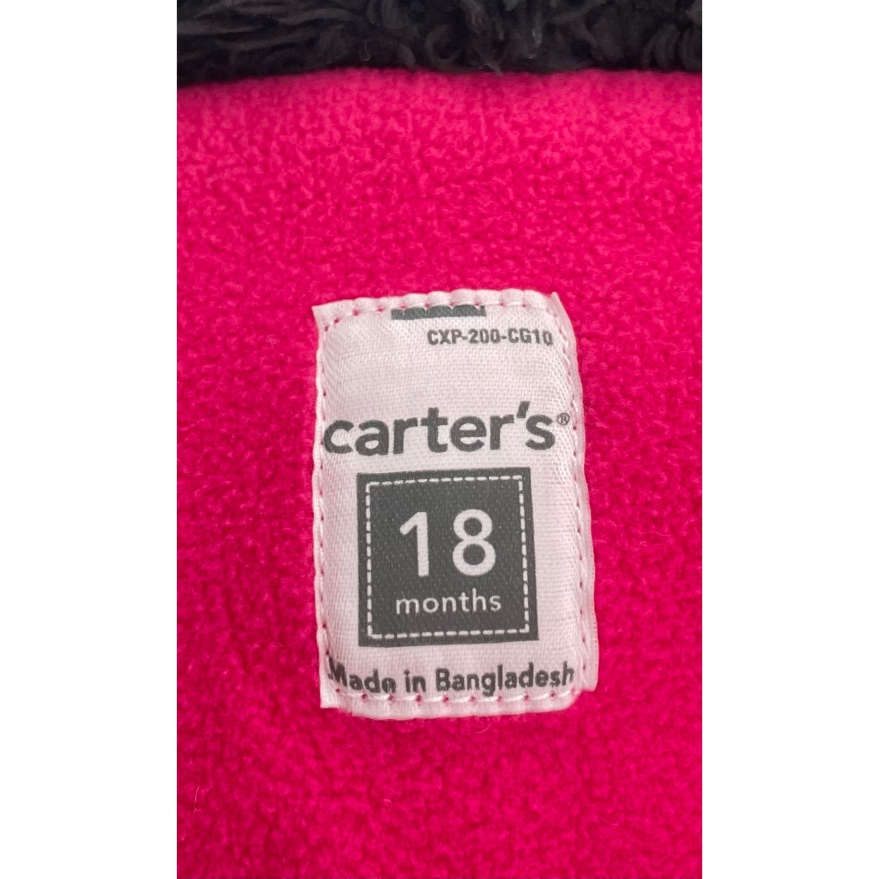 Carter's Girl's Baby Size 18 Months Black/White/Pink Puffer Coat Vest